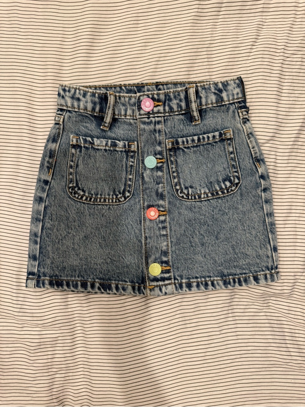 Old Navy Blue Denim Mini Skirt with Multicolor Buttons